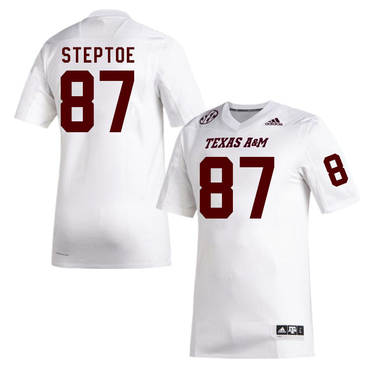 Men #87 Keith Steptoe Texas A&M Aggies College Football Jerseys Stitched Sale-White - Click Image to Close